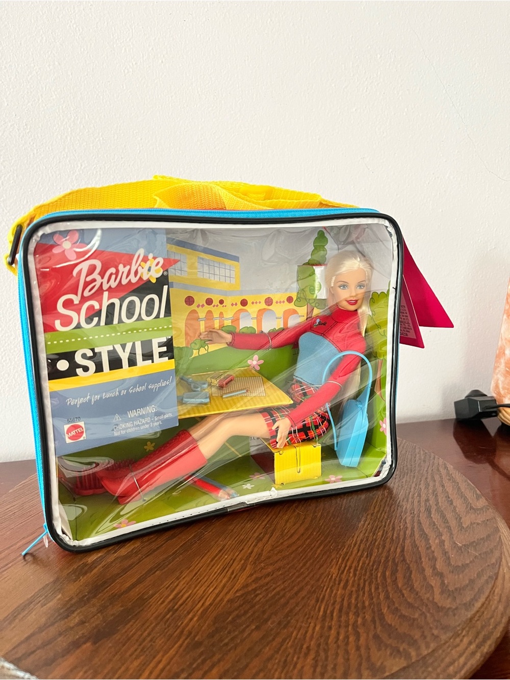Mattel Barbie School Style Carry Case with Turquoise Trim and Yellow Accents